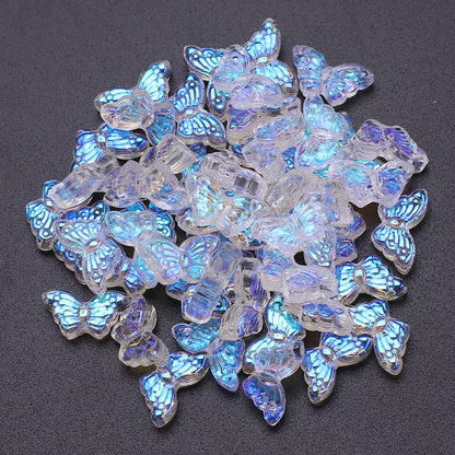 Czech Glass Beads Butterfly 8 15mm Dual Color Gradient Transparent 50pcs 13