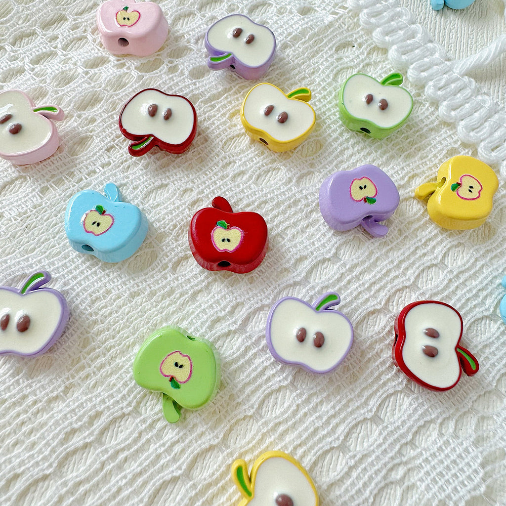 Apple Metal Beads 13mm Glossy Painted Multicolor 10pcs