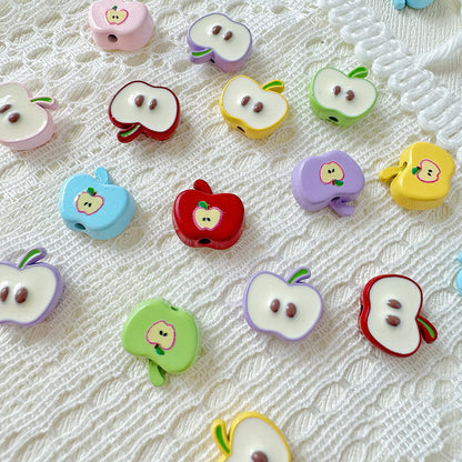 Apple Metal Beads 13mm Glossy Painted Multicolor 10pcs
