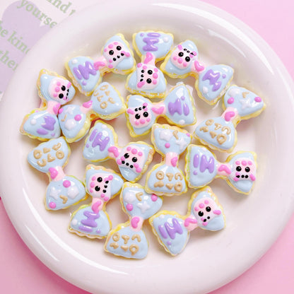 Hand Painted Hi Bow Acrylic Beads 20mm 33mm Pastel Colors 5pcs 10