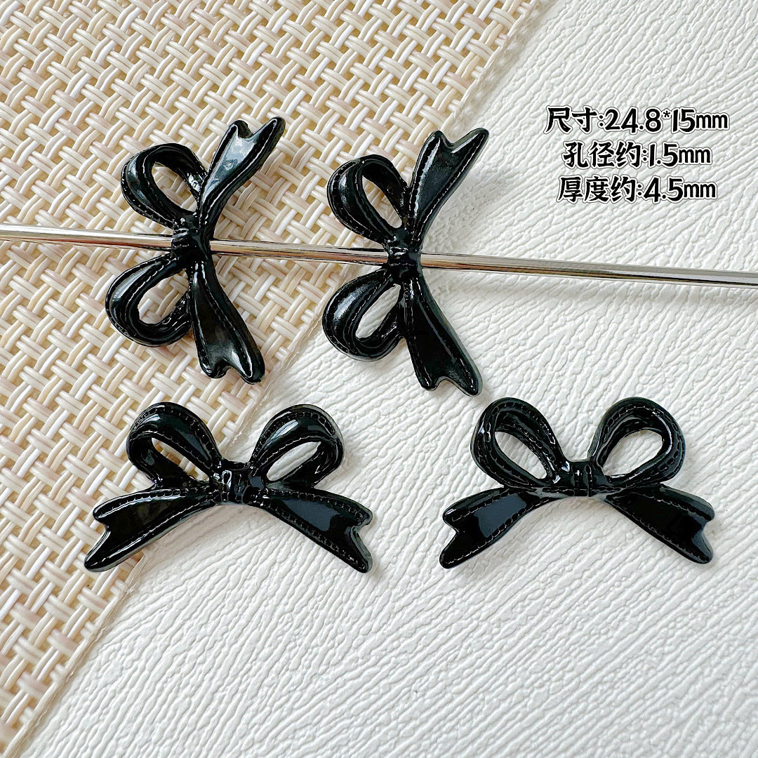 Bow Metal Beads 24mm Painted Lace Pastel Colors 20pcs 14