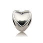 Heart Metal Beads Large Hole Metallic Silver Tone 30pcs 6