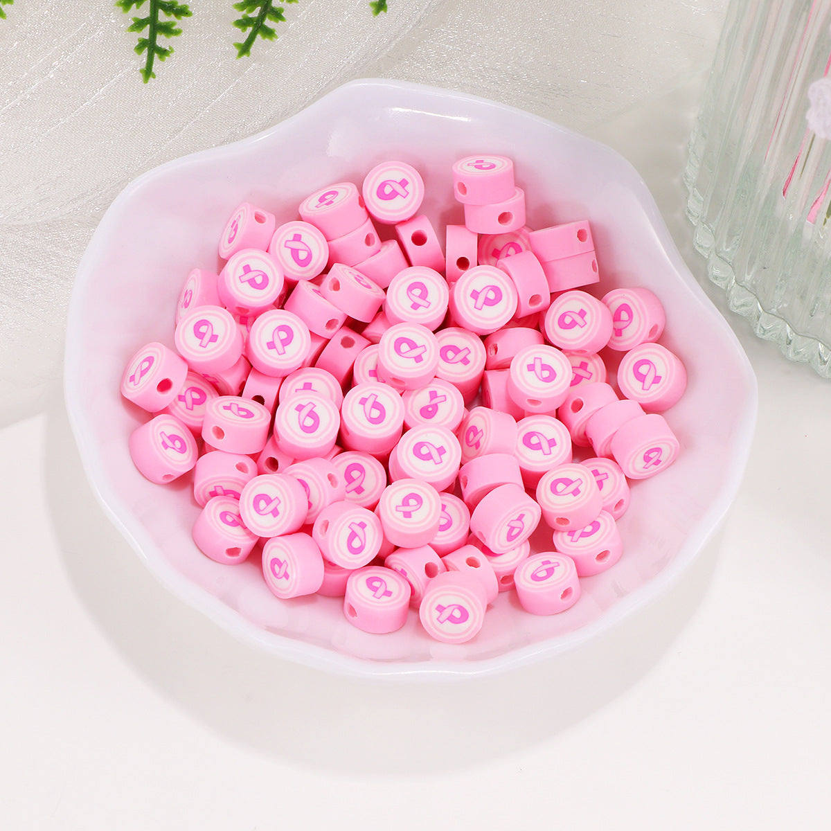 Flat Clay Beads 9mm Ribbon Polymer 100pcs 2