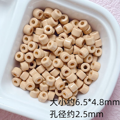Solid Color Cylindrical Pony Beads Acrylic 6mm 50pcs 13