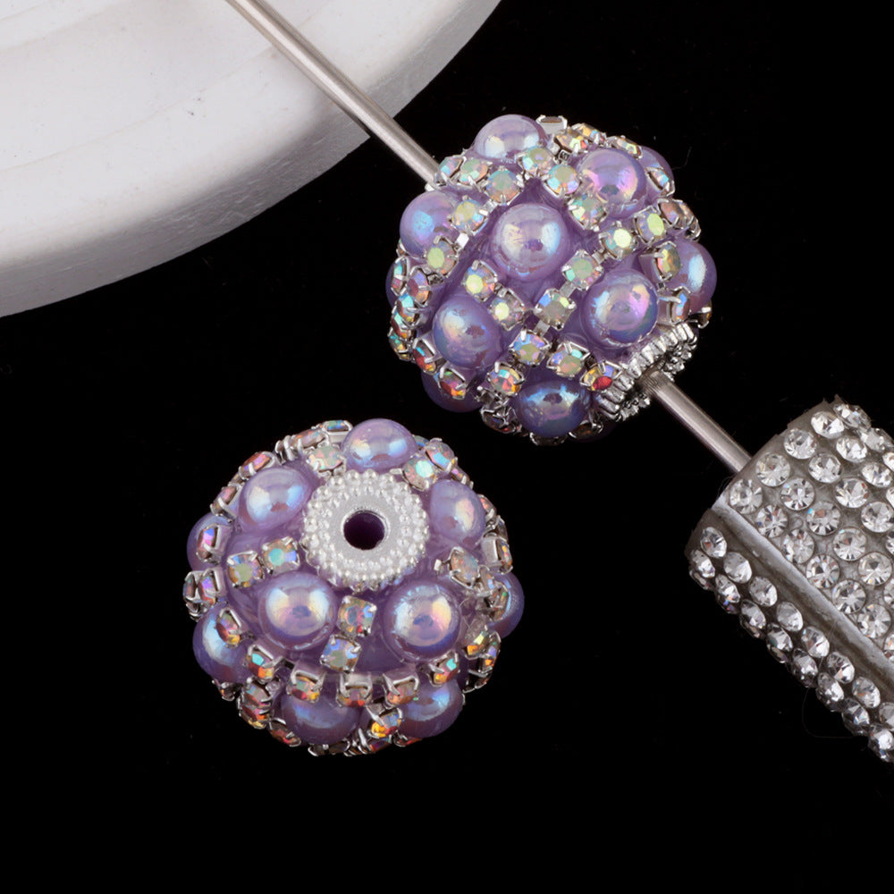 Embellished Bubblegum Beads 20mm Zirconia Paved Colorful Polymer Clay 2pcs 9