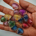 Metallic Shell Acrylic Beads 18-20mm Colorful Enlaced 100pcs