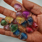 Metallic Shell Acrylic Beads 18-20mm Colorful Enlaced 100pcs