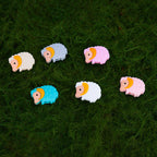 Silicone Focal Beads Little Sheep Golden Horns Side Profile 10pcs 3