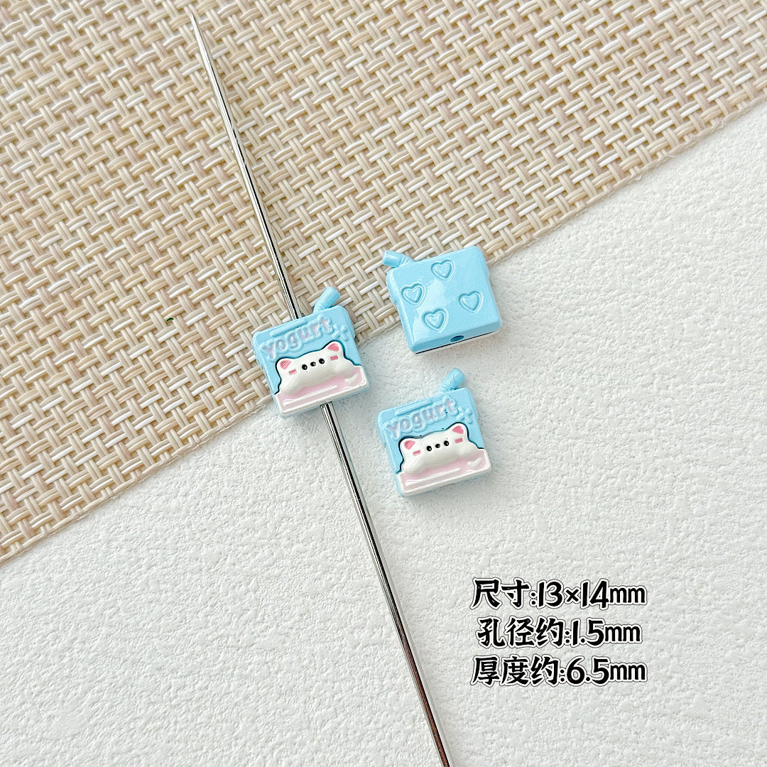 Painted Metal Beads 16mm Enamel Baking Phone & Yogurt Box 10pcs 14