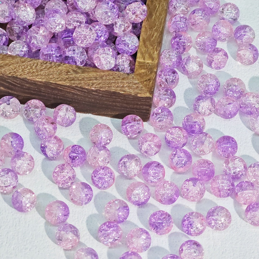 Crackle Round Glass Beads 10mm Bright Multicolor 50pcs 10