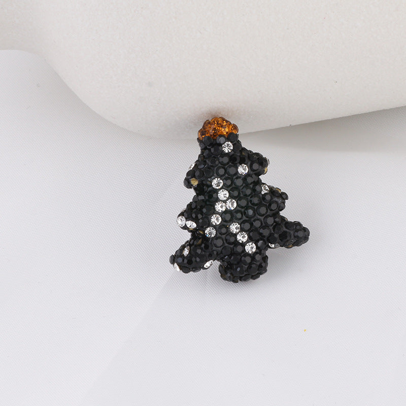 Polymer Clay Christmas Tree Rhinestone Beads 27mm Pre-Lit 2pcs 14