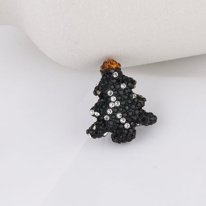 Polymer Clay Christmas Tree Rhinestone Beads 27mm Pre-Lit 2pcs 14