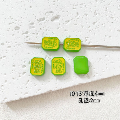 Baking Painted Potato Chips Card Metal Beads 2mm Hole 20pcs 20