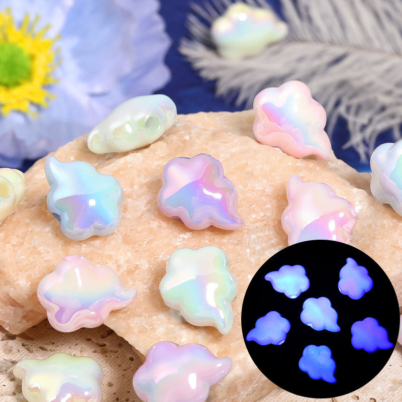 Glow In The Dark Cloud Acrylic Beads 14-18mm UV Plating 100pcs