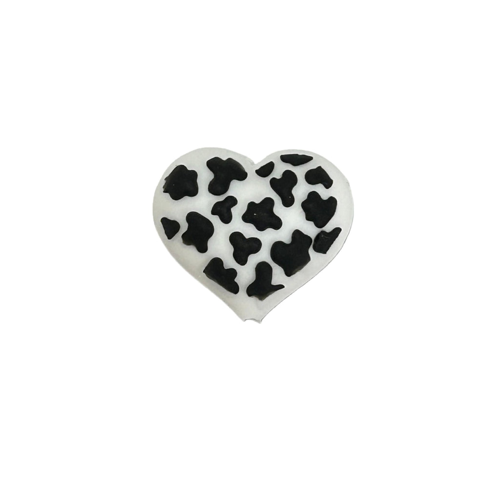 Silicone 3D Focal Beads Love Leopard Raised Heart Pattern 20pcs 6