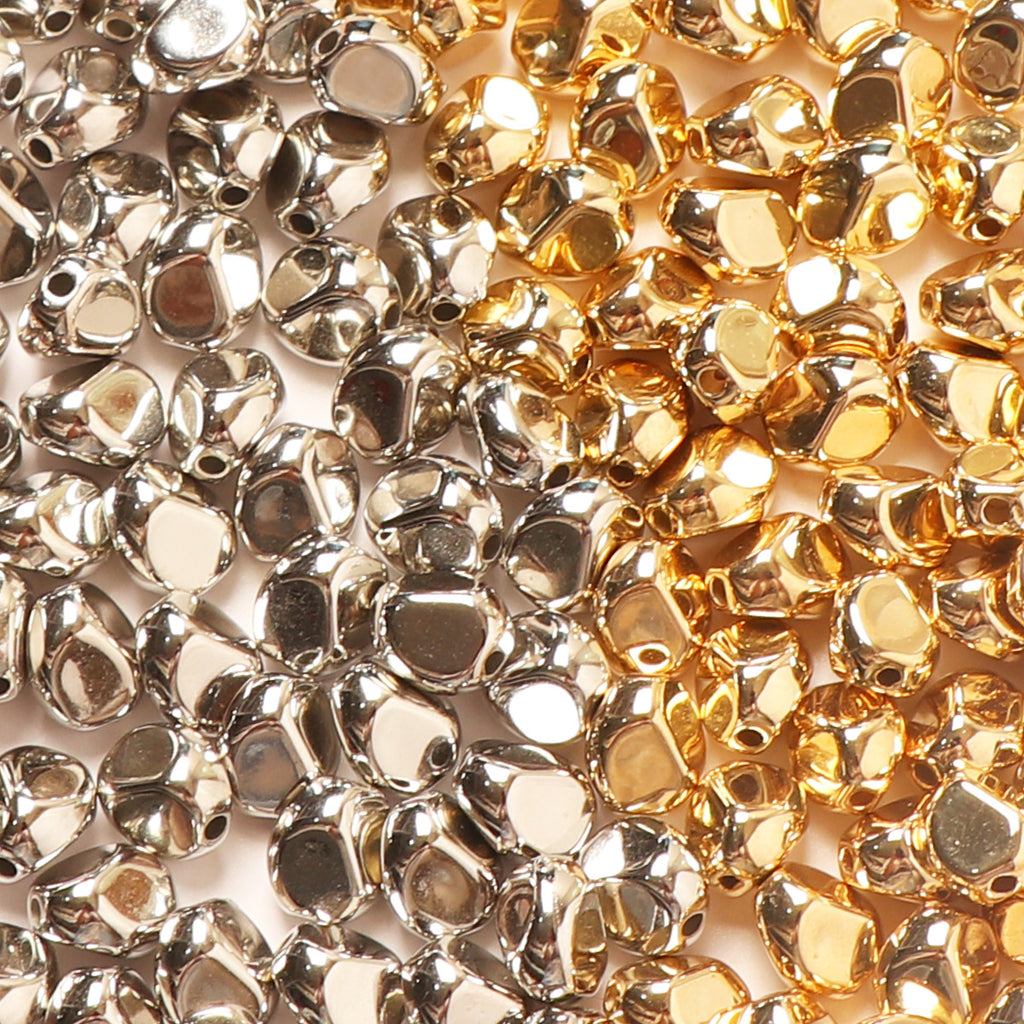 Irregular Gravel Shaped CCB Plastic Beads 7mm Glossy Gold and Silver 200pcs