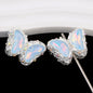 Butterfly Rhinestone Beads 28mm Colorful Silver Alloy 10pcs 12