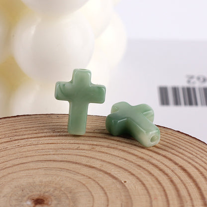 Imitation Jade Ink Color Cross Acrylic Beads 15mm Glossy Swirl 100pcs 7