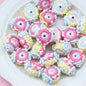 Hand Painted Animal Cream Cake Acrylic Beads 18-23mm Colorful 10pcs 2