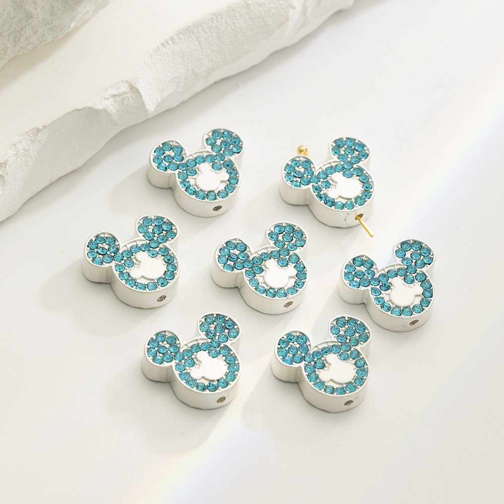 Double Sided Mickey Head Rhinestone Beads 11x16mm Zinc Alloy 10pcs 3