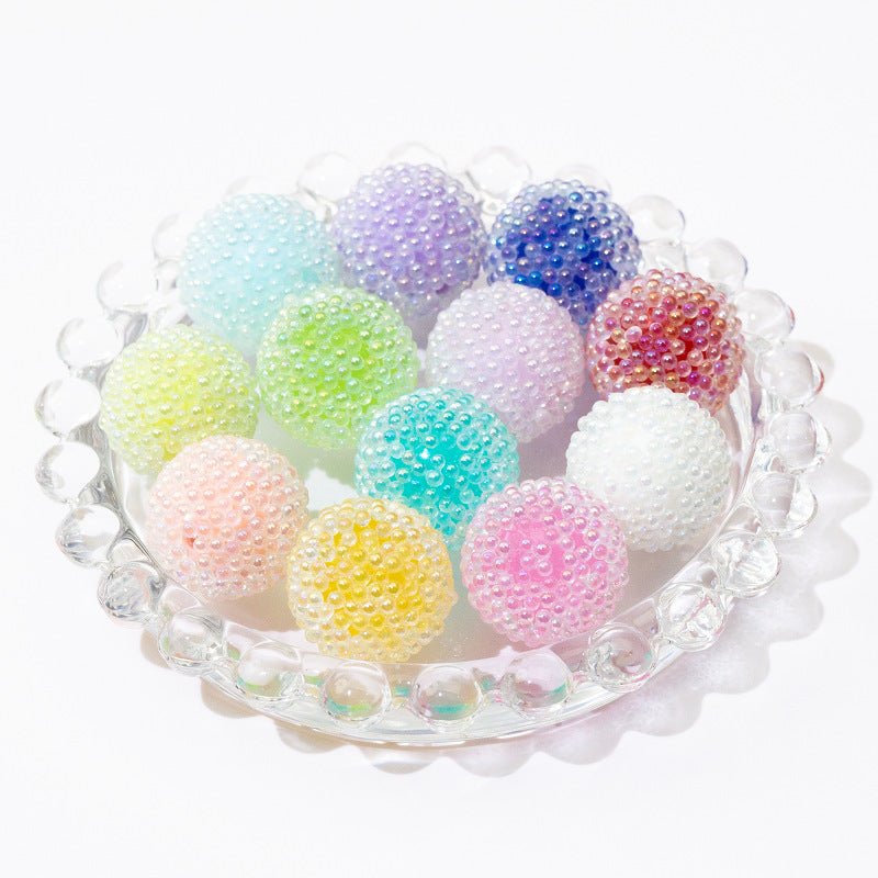 Opaque Bubblegum Beads 15-19mm Macaron Textured Raised Dots 10pcs