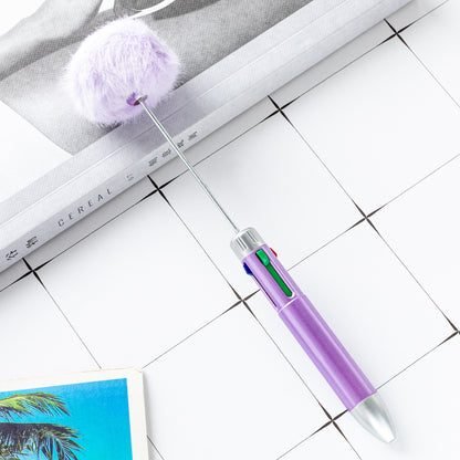 Beadable Pen Plastic Multicolor Fur Ball 4 Ink Colors 1pc 14
