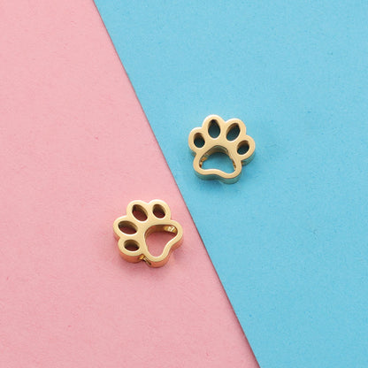 Stainless Steel Hollow Puppy Paw Metal Beads 10mm Color Retaining 10pcs 7