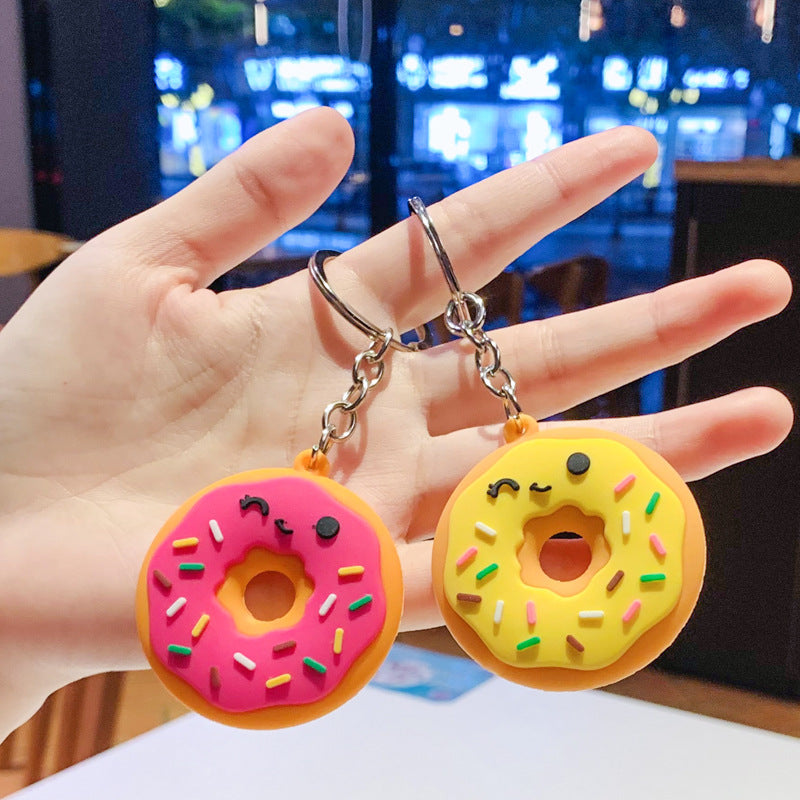 Silicone Donut Keychain Cartoon Food Pastel Sprinkles Winking Face 3