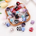 Flower Cluster Clay Beads 23mm Polymer Roses with Bow 5pcs