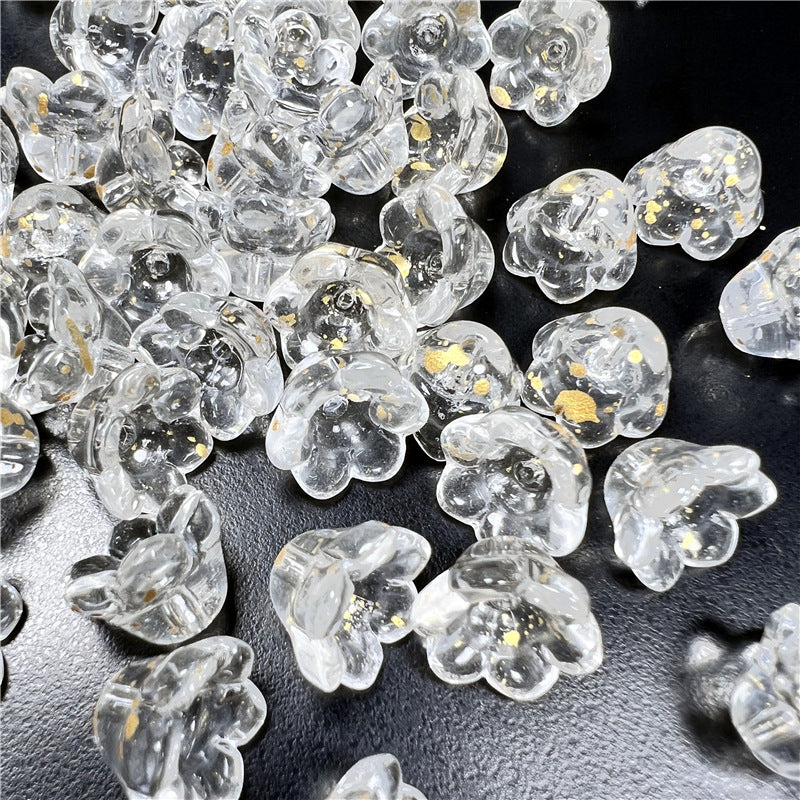 Czech Glass Beads Flower 12mm Iridescent Crystal Clear 50pcs 29