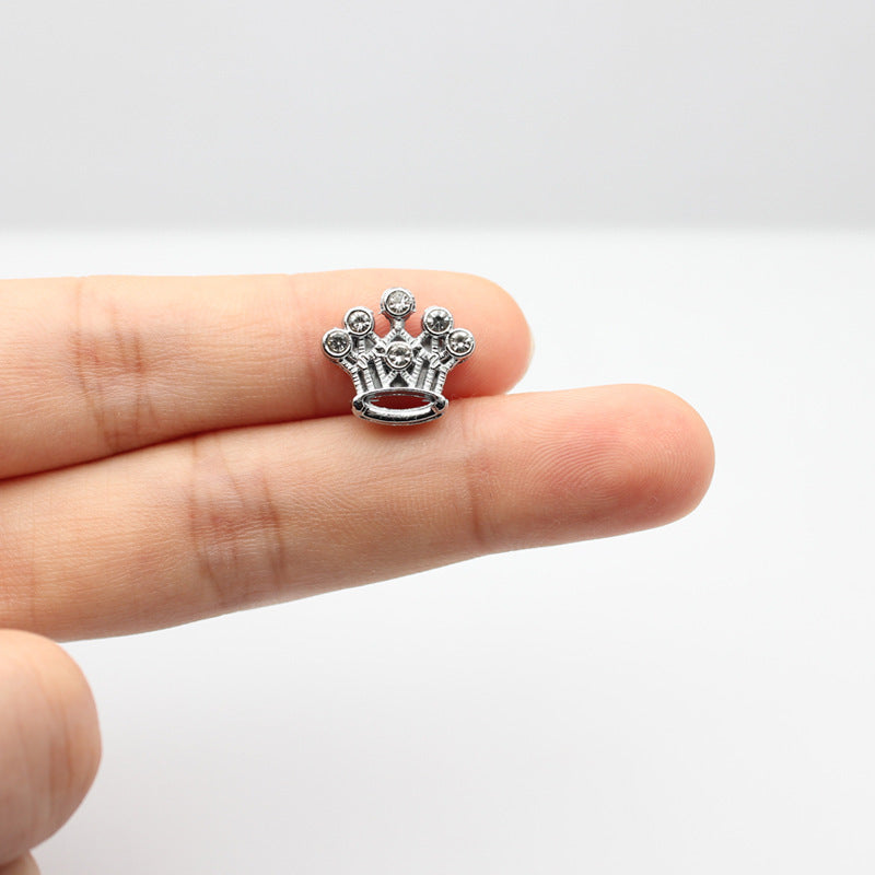 Chrome Alloy Rhinestone Beads Star Heart Crown Shapes 4pcs 6