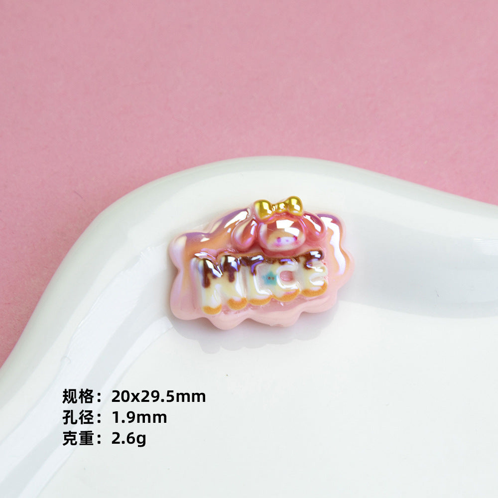 Plating Sanrio Character Word Sign Resin Beads Glossy Cloud Shape 10pcs 8