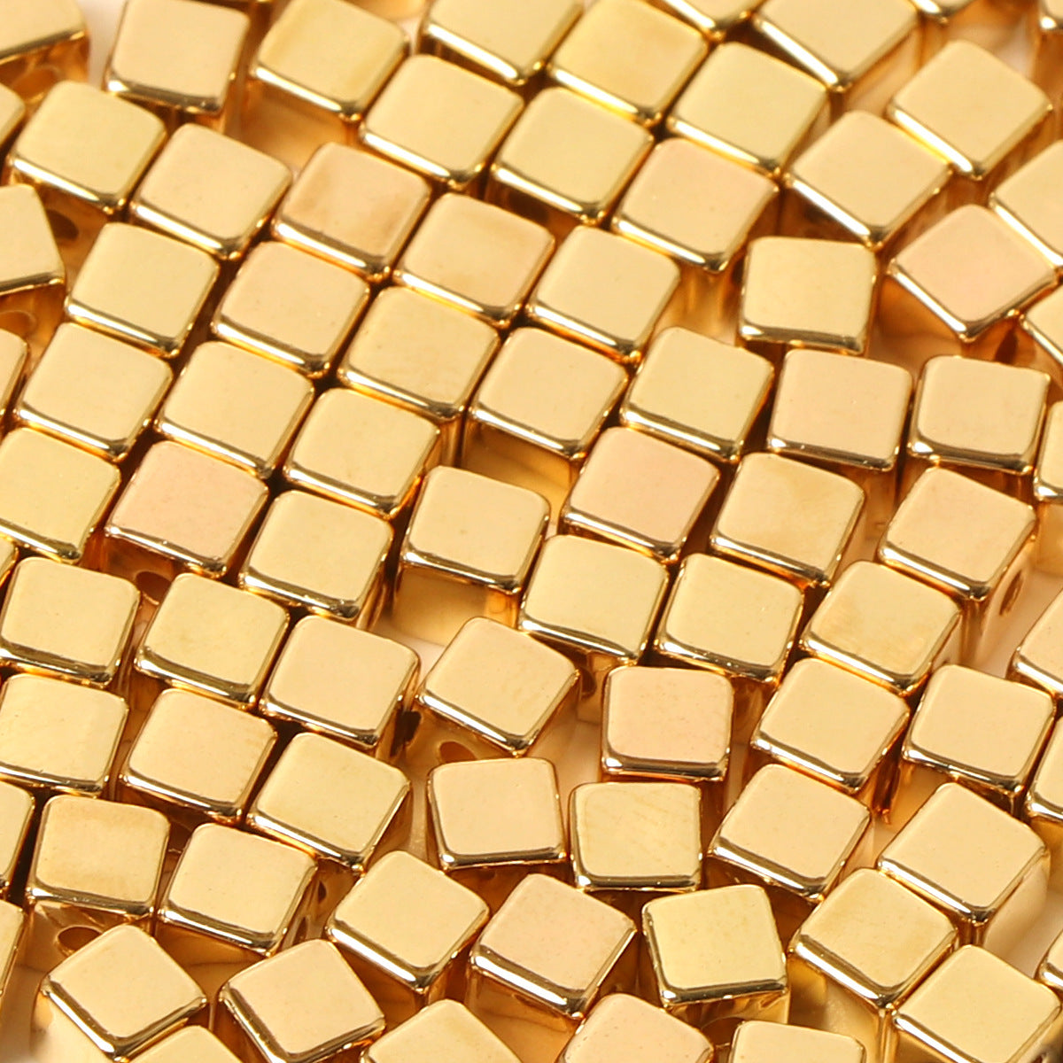 CCB Square Acrylic Beads 4mm Polished Metallic Finish 200pcs 5