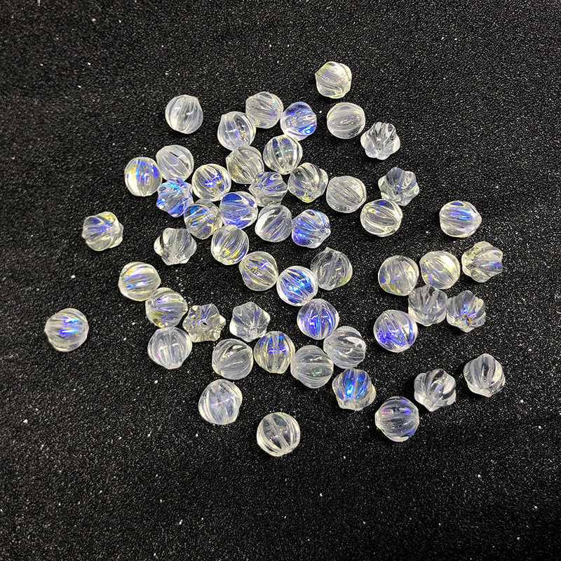 Czech Glass Beads Pumpkin 8mm Pastel Glow Grooved 100pcs 12