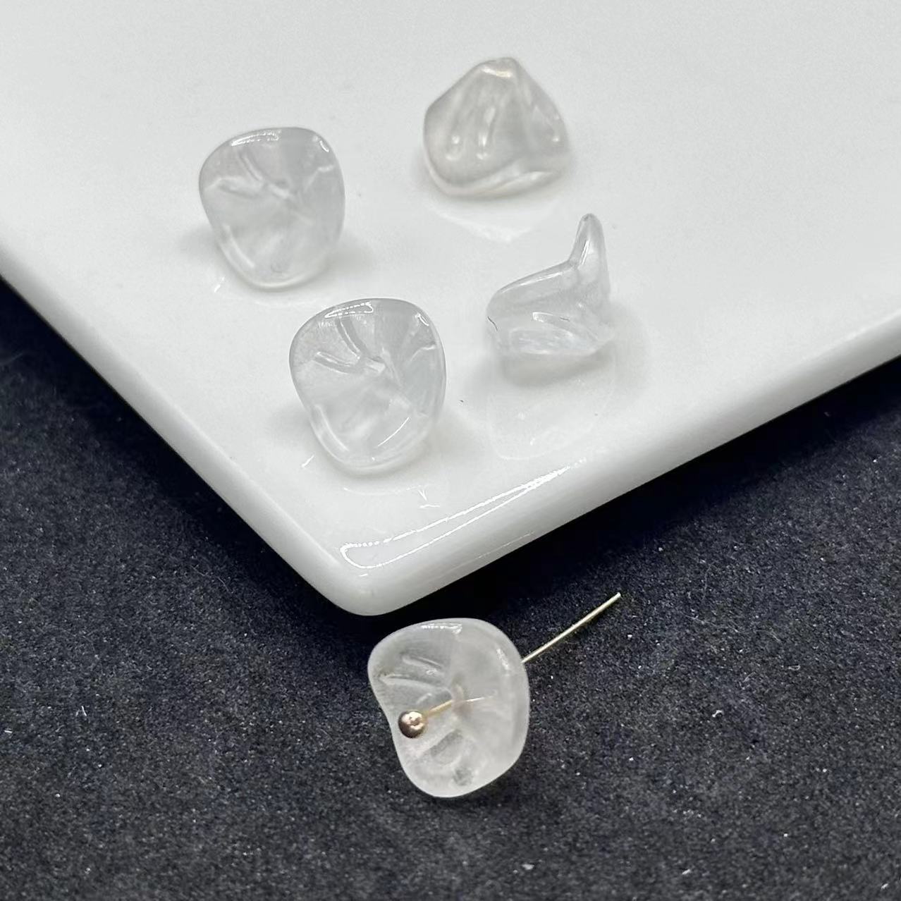 Czech Glass Beads Morning Flower Glory 9x12mm Translucent 100pcs 7