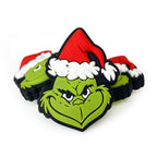 Silicone Focal Beads Christmas Grinch Green Face Santa Hat 3