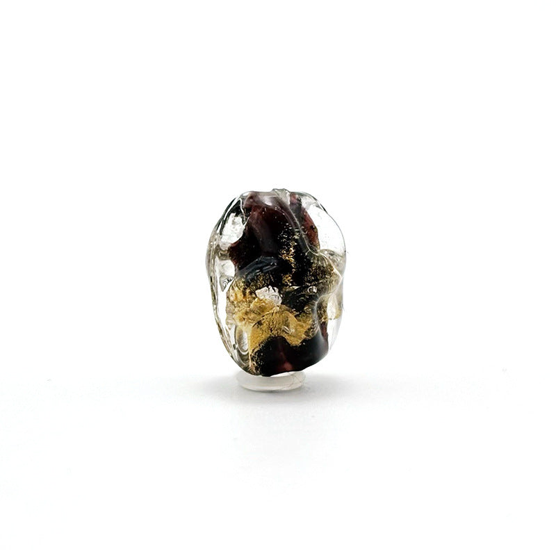 Lampwork Glass Beads Irregular Oval Gold Dust Filled 13mm 10pcs 3