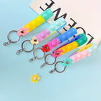 PVC Soft Rubber Bubble Wristlet Keychain Pastel Tie Dye Colors