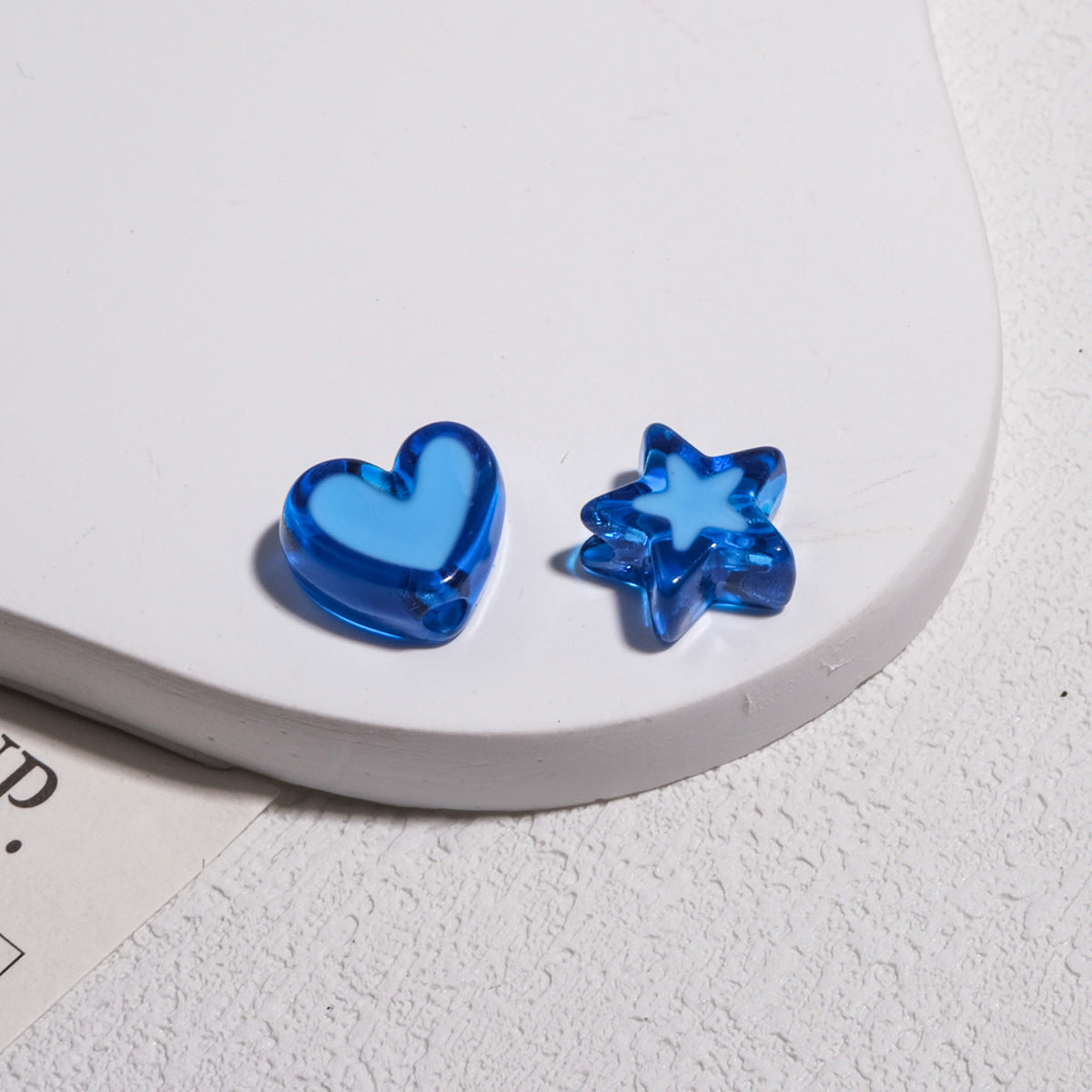 Double Sided Star & Heart Acrylic Beads 11mm Enamel Glossy 50pcs 5