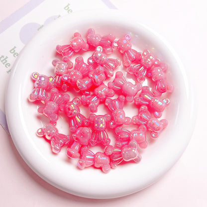 Glow In The Dark Jelly Bear Acrylic Beads 24mm Iridescent Plated 10pcs 11