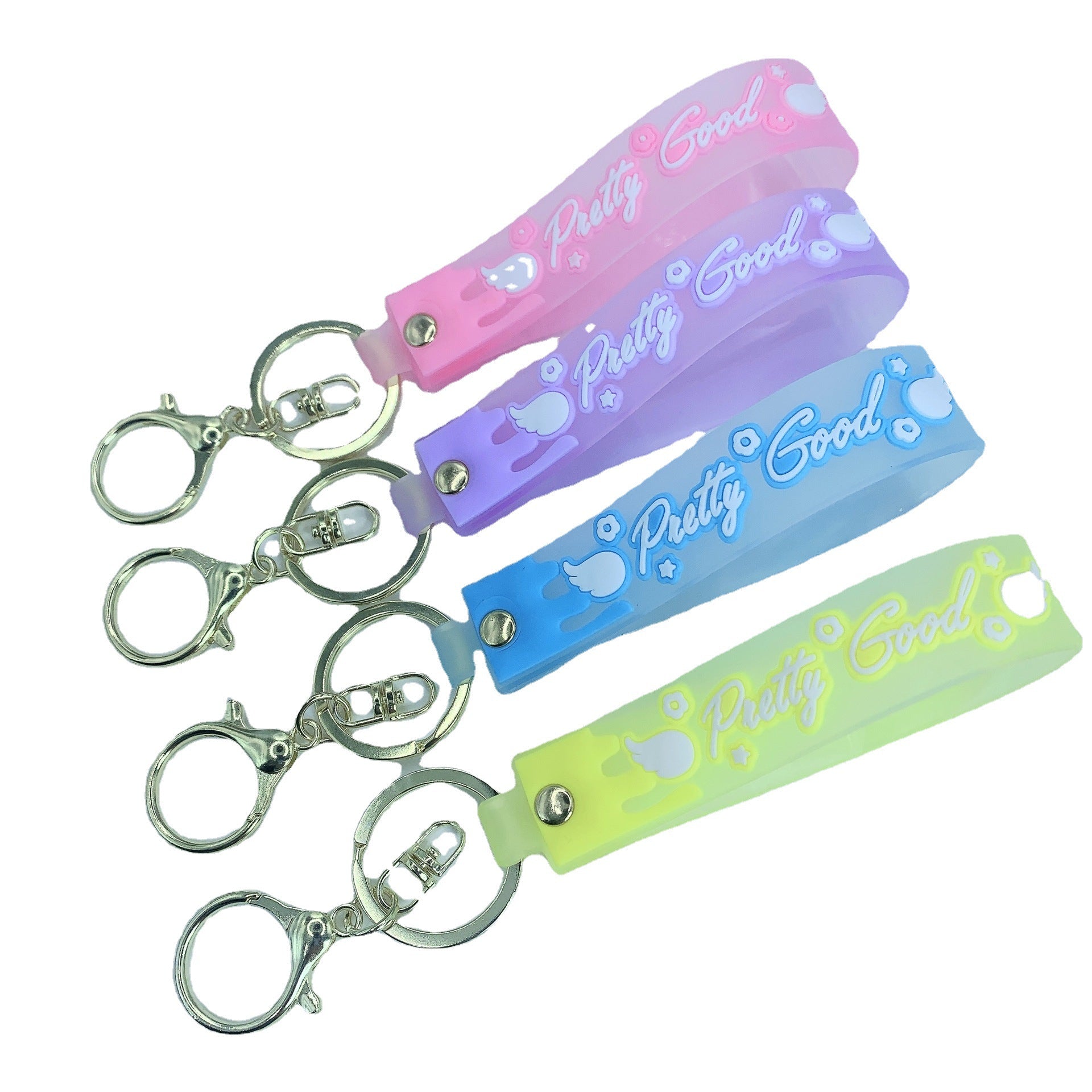 Silicone Transparent Wristlet Keychain Pastel Colors Durable Lightweight