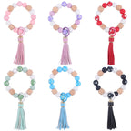 Daisy Tassel Silicone Beaded Wristlet Keychain Colorful Charm