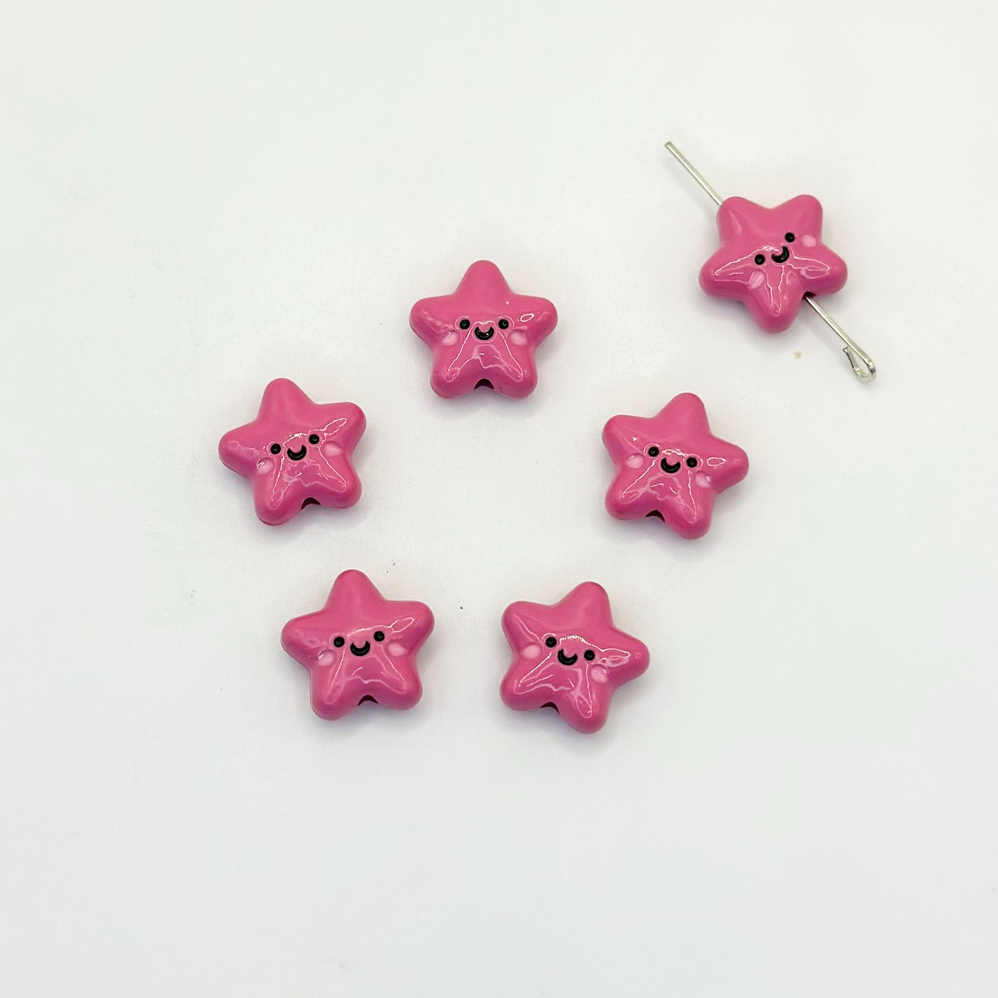 Star Metal Beads 13mm Glossy Painted Smiley Face 10pcs 9