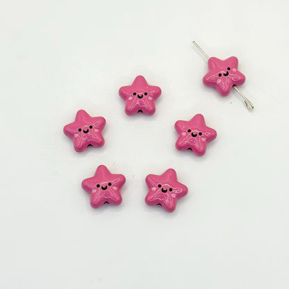 Star Metal Beads 13mm Glossy Painted Smiley Face 10pcs 9