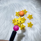 Silicone 3D Focal Beads Stars Moon Sun Smiling Face Colorful 20pcs 4