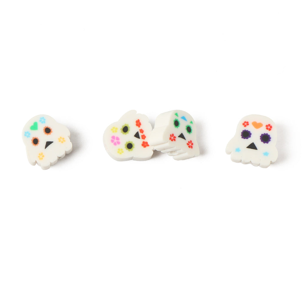 Halloween Ghost Clay Beads 9mm Colorful Floral Heart Design 100pcs 5