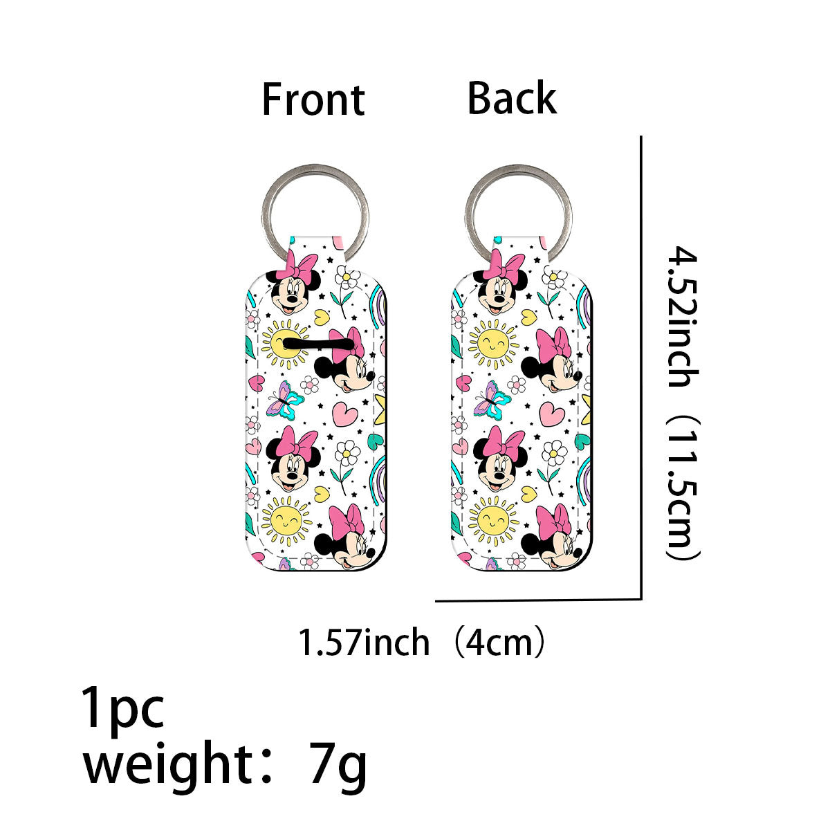 Cartoon Character Chapstick Holder Keychain Neoprene Colorful 8pcs 20