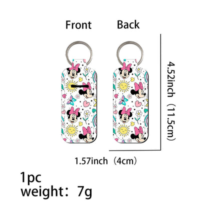 Cartoon Character Chapstick Holder Keychain Neoprene Colorful 8pcs 20