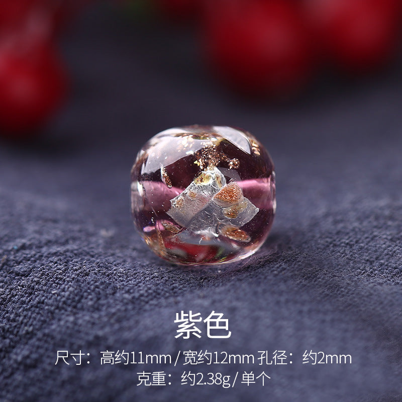 Lampwork Glass Beads Irregular Fig Shape 12mm Dyed Core Gold Foil 30pcs 8