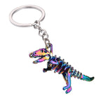 Alloy Colorful Dinosaur Keychain Metallic Rainbow Skeleton Design 5